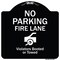 Signmission Designer Series-No Parking Fire Lane With Graphic Violators Booted Or Towed, 18" x 18", BW-1818-9962 A-DES-BW-1818-9962 - alternate 1